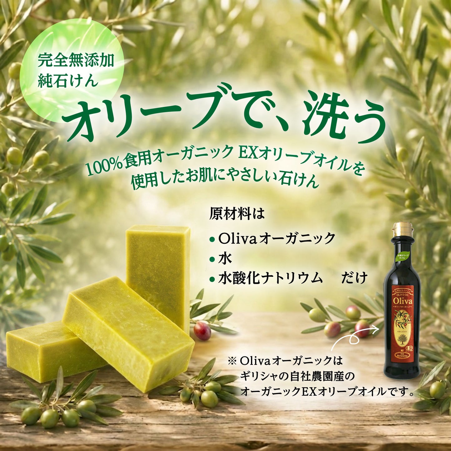 【 お試し品 】エライアソープ（有機オリーブ石鹸）【 １お届け先に１度のお試し価格 】【 メール便対応商品 】